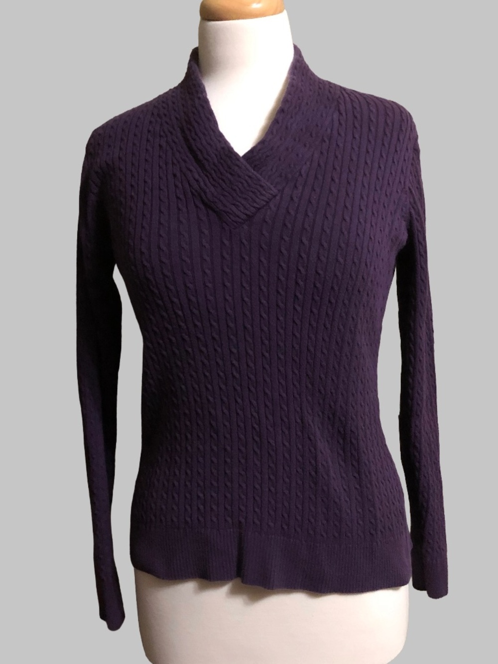 Croft & Barrow Purple Cable Knit V-Neck Crossover Sweater Women’s Size M